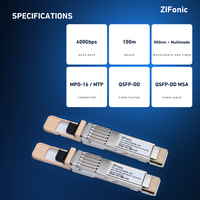 Émetteur-récepteur optique ZIFonic 400 Gbit/s QSFP-DD SR8 850 nm Multimode 100 m MPO-16 PAM4 Module Fibre Optique pour Centre de Données Spine Uplink