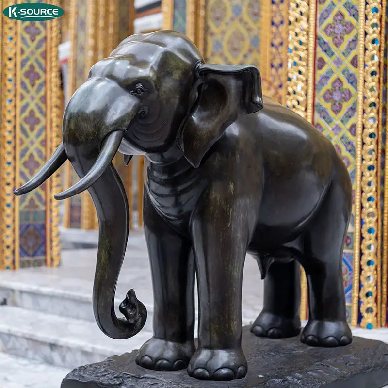 Escultura de Animal en la entrada del hotel, estatua de elefante de cobre fundido personalizada para decoración de jardín