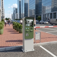 Kiosque de paiement pour système de stationnement extérieur avec écran tactile haute résolution de 15,6 pouces, lecteur de codes-barres et imprimante de reçus, sur pied