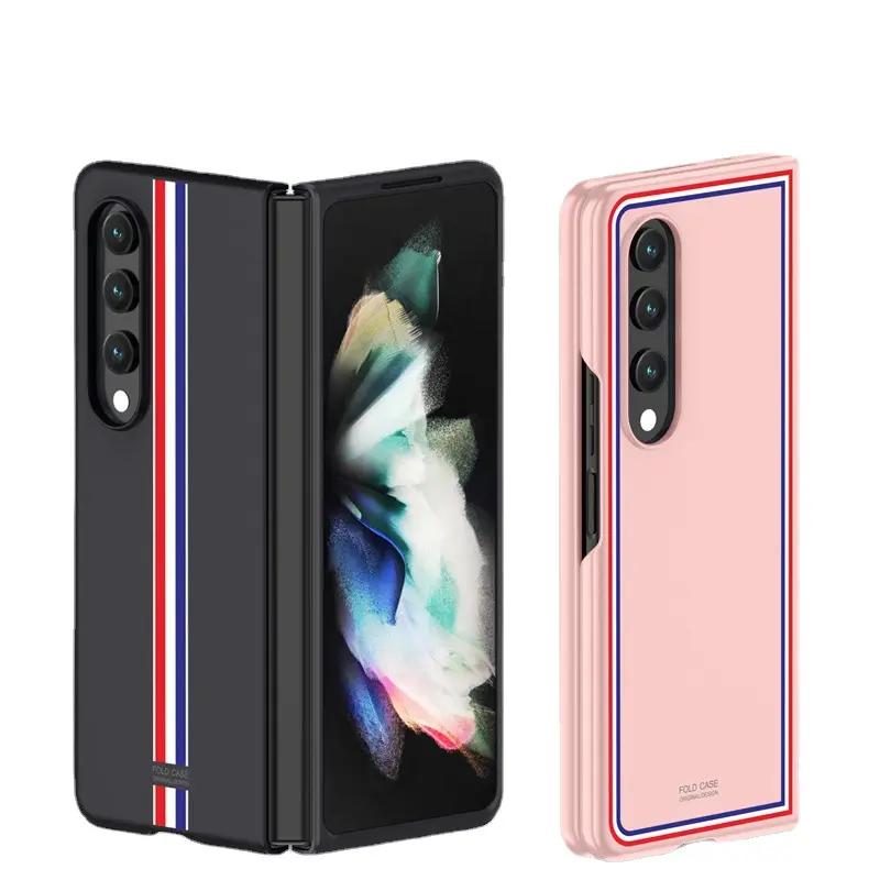Shockproof Waterproof Protective Mobile Phone Case Colorful Frosted Stripe PC Phone Case for Samsung Galaxy Z Fold 3 4