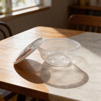 Nouvelle conception, boîte alimentaire pratique en plastique, boutiques de desserts, récipient rond en PP, bol transparent avec rebord