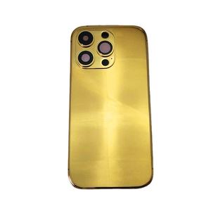 Nouvelle conception de luxe, plaqué or véritable, 2 en 1, ultra fin, boîtier de téléphone portable en titane pour <span class=keywords><strong>iPhone</strong></span> 14 Pro - Product Image 1