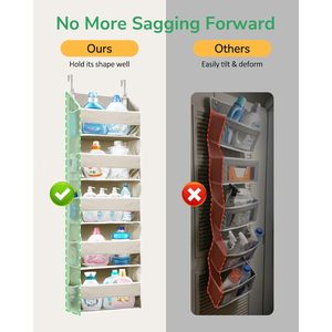 <b>Over</b> <b>Door</b> Organizer 15 Pockets Beige Hanging Storage For Cosmetics And Clothing With Mesh Side Pockets <b>Hook</b> Type Installation - Product Image 3