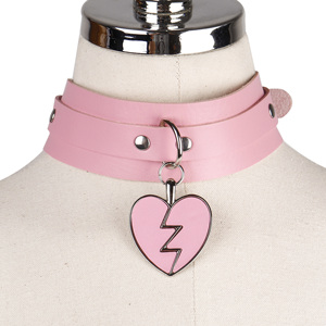 Vendita calda SM Bondage Sexy Clavicola Collana del Collare <span class=keywords><strong>Bdsm</strong></span> Gioco Per Adulti Giocattolo Collo Collare DELL'UNITÀ di elaborazione del Collare di Cuoio Con Crepacuore Tag - Product Image 4