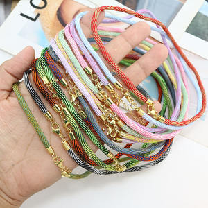 BCL1326新着人気レインボーマルチカラー水波動波編み込みロープストリングコードゴールドエンドチョーカーネックレス - Product Image 2