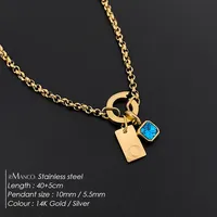 EManco - Collares de Acero Inoxidable Minimalistas de Lujo con Colgante de Circonita Cúbica con Nombre Personalizado para Mujer, Alfabeto Completo, Dropshipping