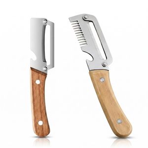 2 in 1 Multi Functional <b>Wooden</b> Handle Peeler Potato Slicer Bottle Opener <b>Pumpkin</b> Zucchini Fruit Peeling Kitchen Tool 2pcs Set - Product Image 1