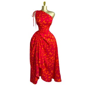 Abito Estivo 2025 da Donna Stile Europeo-Americano, Nuovo, Dolce e Fresco, con Spalla Asimmetrica, Colletto con Coulisse, Vita Alta, Slim Fit, Linea ad A - Product Image 5