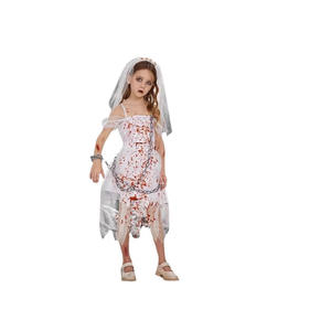 <span class=keywords><strong>Disfraz</strong></span> de <span class=keywords><strong>Novia</strong></span> Zombi para Actuación en Escenario para Niñas, Vestido Gótico sin Mangas con Detalles Sangrientos, Conjunto de Disfraces de Halloween - Product Image 3