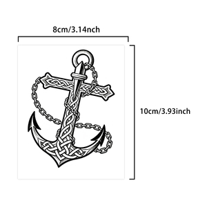 Croce nautica e ancora tatuaggio temporaneo Semi permanente tatuaggio impermeabile per 2 settimane realistico tatuaggio a base di erbe per il corpo del braccio - Product Image 2