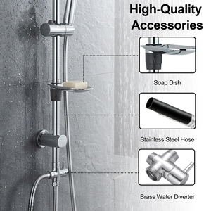Set <span class=keywords><strong>Doccia</strong></span> di Lusso in Acciaio Inox 304 <span class=keywords><strong>con</strong></span> Deviatore, Sistema <span class=keywords><strong>Doccia</strong></span> per Bagno <span class=keywords><strong>con</strong></span> Doppia Testa Cromata - Product Image 3