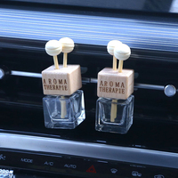 Vente en gros d'arôme vide clair parfum de voiture bouteille en verre 8ml 10ml bouchon en bois vis joint voiture désodorisants emballage diffuseur bouteille