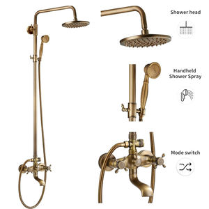 Ensemble de <span class=keywords><strong>douche</strong></span> de luxe <span class=keywords><strong>en</strong></span> laiton de style europé<span class=keywords><strong>en</strong></span> doré avec robinetterie vintage élévatrice eau froide et chaude et douchette pour <span class=keywords><strong>baignoire</strong></span> - Product Image 2