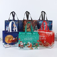 Nouvel Arrivage Sac Fourre-Tout Non Tissé de Noël, Sac Cadeau Stratifié Père Noël, Sac de Courses Écologique Imprimé à Chaud, Dessin Animé, Chine