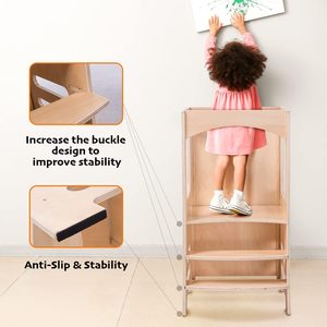 Tabouret d'apprentissage en bois pour enfants avec planche à dessin <span class=keywords><strong>tour</strong></span> de support de cuisine pour tout-petits chaises pour enfants - Product Image 3