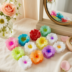 Pince à cheveux bicolore en forme de fleur à quatre pétales, 7,5 cm, colorée, pour femmes et filles, accessoires pour cheveux - Product Image 2