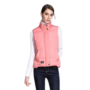 Custom Logo Autumn And Winter Stand Collar Zipper Pocket Winter Jacket Puffer Waistcoat women Vest