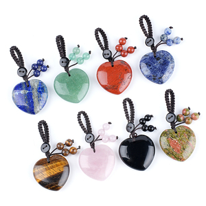Fashional Gemstone Droplet Shaped Special Hand Engraved Pendant Woven Rope Keychain Bag Keychain Pendant Keychain Love Gift