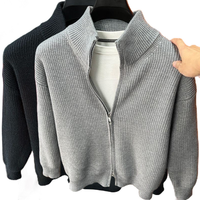 Pull Zippé Couleur Unie Coupe Européenne Plus 2025, Gilet en Maille, Col Montant Homme Vente en Gros Usine