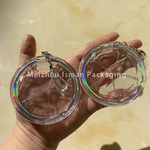 ISMAN Luxury 10g Pot de fard à paupières rond entièrement transparent argenté laser, pot de highlighter holographique scintillant, vente en gros, marque privée - Product Image 5