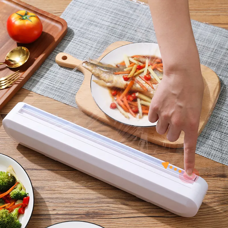 प्लास्टिक कटर भंडारण रसोई उपकरण खाद्य लपेटें फिल्म कटर स्लाइड लपेटें मैनुअल मशीन