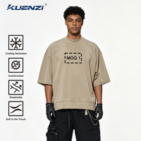 T-shirt Kuenzi en coton 100% 305 GSM 7A antibactérien, sensation fraîche, coupe ample, manches courtes, anti-boulochage, absorbant la transpiration pour homme