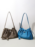 Nouveau sac à main pour femme, luxe léger, haut de gamme, cordon de serrage, cuir véritable, grande capacité, sac à bandoulière