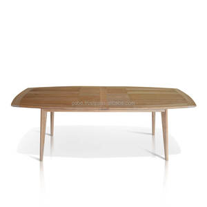Elegant mid-century teak wood oval <b>dining</b> <b>table</b>, finely sanded with a gym <b>folded</b> design for easy extension - Product Image 3