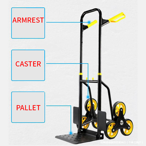 Chariot à main monte-escaliers 300 kg avec accoudoir de sécurité extensible, robuste, non électrique, 6 roues, pliable, outils industriels OEM - Product Image 3