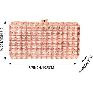 Bolso de noche con pedrería para mujer, bolso de mano cuadrado de cristal, brillante, para invitadas de boda, con cadena de metal - Product Image 3