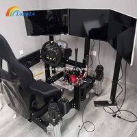 Soporte de Aluminio para Tres Monitores, Simulador de Carreras, Soporte Ajustable para 3 Pantallas, Plataforma Resistente para Simulación de Vuelo/Conducción en Interiores