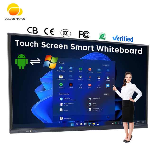 Smart Board Factory 75 86 98 110 Inch Android 4K 48MP Camera 20/40 Touch Points AI Interactive Whiteboard