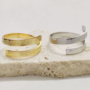 Anillo clásico Gulan de acero inoxidable religioso árabe de doble capa ajustable con apertura religiosa musulmana islámica de acero inoxidable - Product Image 6