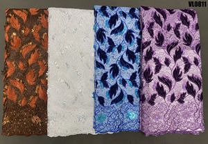 Yüksek Kalite Toptan Kadife Gipür Dantel 5 Yard Afrika Kumaşı Moda ve Lüks Giysiler İçin - Product Image 6