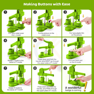 CK nút Maker Kit 1.25 inch nút Maker Pin huy hiệu Máy ép với 100 cái nút phần vòng tròn cắt cắt mat - Product Image 3