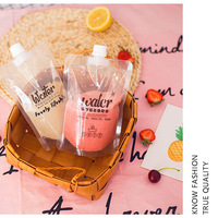 Pochette transparente écologique pour boissons, bec verseur en plastique pour jus liquide, emballage de boissons, sac de flacons avec bec d'entonnoir