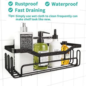Stainless Steel Menggantung Shower Kepala Shampoo Organizer Tidak Ada Pengeboran Mandi Penyimpanan Kamar Mandi Keranjang Mandi Rak <span class=keywords><strong>Caddy</strong></span> - Product Image 4