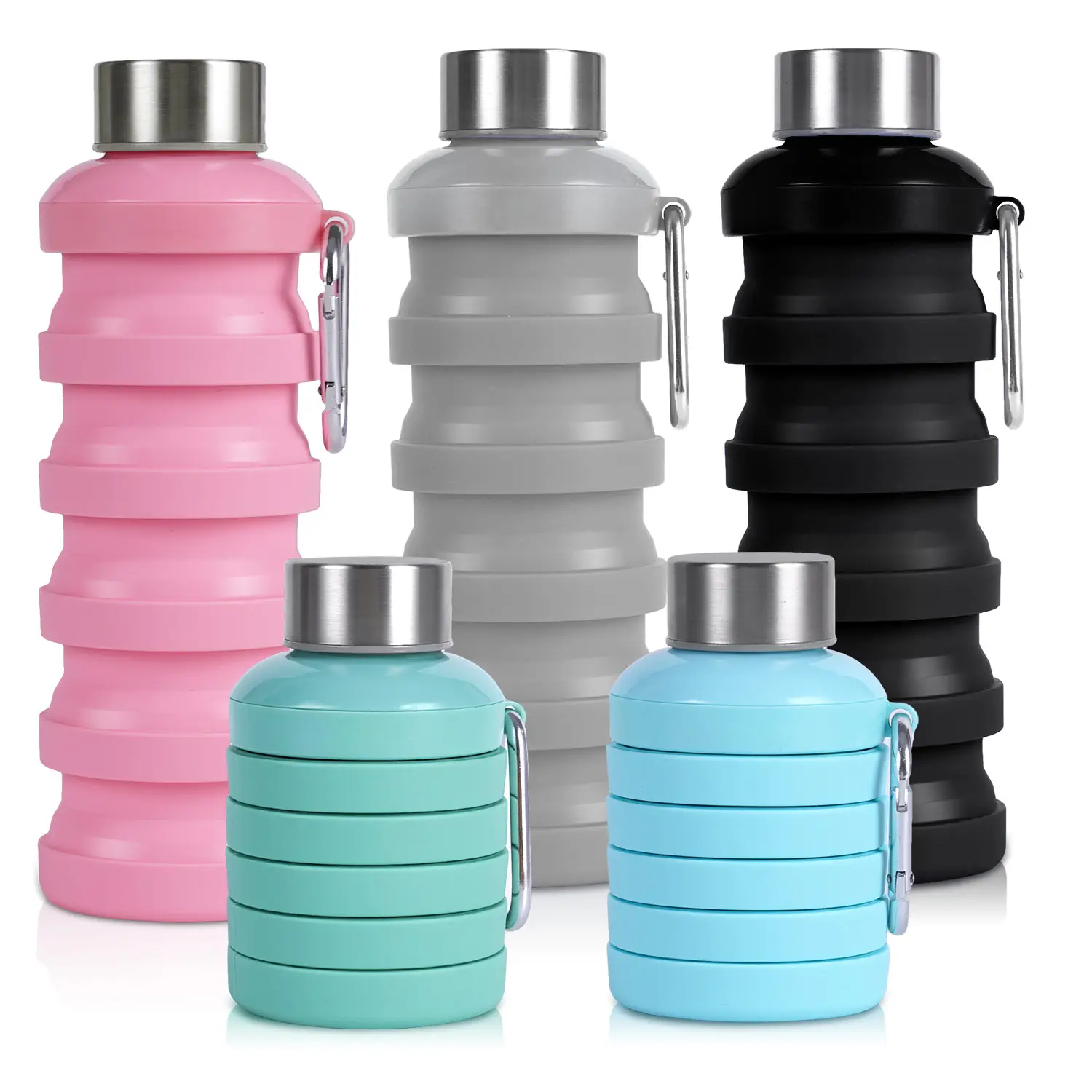 Factory wholesale reusable BPA free outdoor foldable silicone collapsible travel water bottle
