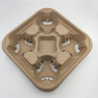 Support pour 4 gobelets de taille standard, porte-gobelets pour 2 gobelets, support en matériau 100% biodégradable, plateau porte-gobelets à emporter