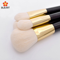 DailyQueen Luxury 12pcs Gold Tube Acrylique Makeup Brush Set Manche Noir avec Fibre Protéine et Poils de Chèvre Naturels Gaine à Fermeture Éclair