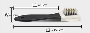 Commercio all'ingrosso della fabbrica in pelle scamosciata e nabuk 4-Way Multi-funzionale spazzola per scarpe nero + bianco di plastica maniglia Private Label personalizzazione - Product Image 2
