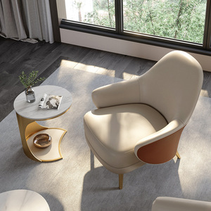 Living Room Chair Single <b>Sofa</b> Reclining Two Tone Leather Modern Design For Hotel Bedroom - Product Image 3