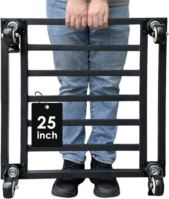 Mobile 25in Metal Plant Pot Tray Base with Wheels Heavy Duty Rolling Planter Stand for Garden Indoor Outdoor Use