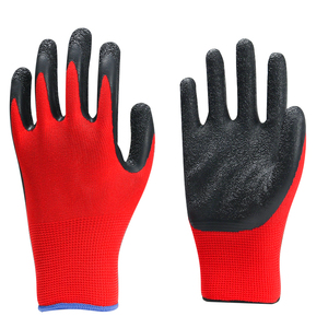 Precio de fábrica, venta al por mayor, calibre 13, gasa roja, látex negro, guantes arrugados, guantes de protección laboral - Product Image 5