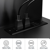 Étagère murale flottante moderne en panneaux de particules de qualité supérieure pour téléviseur, avec gestion des câbles et prises électriques, pour salon