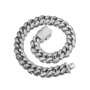 18MM goldene dicke Halskette Armband mit kubanischer Kette voller diamant besetzter europäischer und amerikanischer Hip-Hop-Messing SSCN--087 - Product Image 4