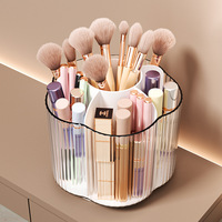 Organisateur de maquillage rotatif à 360° en plastique, boîte de rangement transparente à compartiments, grande capacité, moderne et minimaliste, pour vanité et papeterie