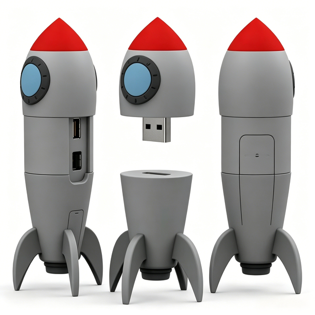 New Missile Rocket Shape USB Flash Drive with Custom Logo 8GB Storage High Speed PVC Material Promotional Gift Box Included