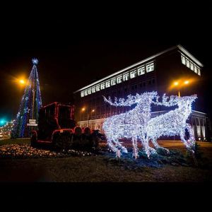 Buitenverlichting <span class=keywords><strong>LED</strong></span> Kerstman rendier slee met <span class=keywords><strong>LED</strong></span>-verlichting vliegende rendieren verlichting 3D Kerstlicht displays - Product Image 3