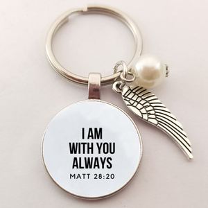 Porte-clés avec verset biblique, citation d'Écriture Sainte, bijoux chrétiens, cadeau inspirant pour une amie, femme, ailes d'ange en perle, porte-clés en verre - Product Image 4